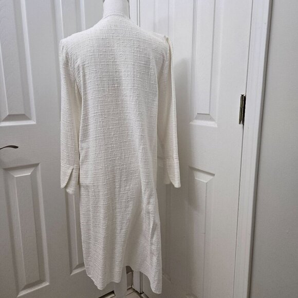 Calvin Tran‎ Cardigan M White Textured Open Front Long Waterfall Avant-garde - Picture 2 of 15